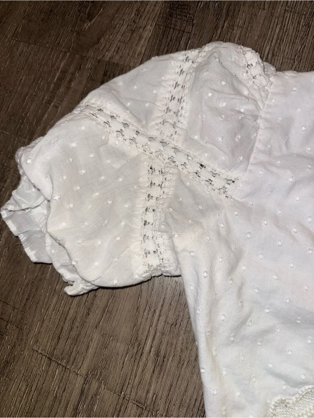 Anthropologie Forever that Girl White Eyelet Puff-Sleeve Cropped Blouse